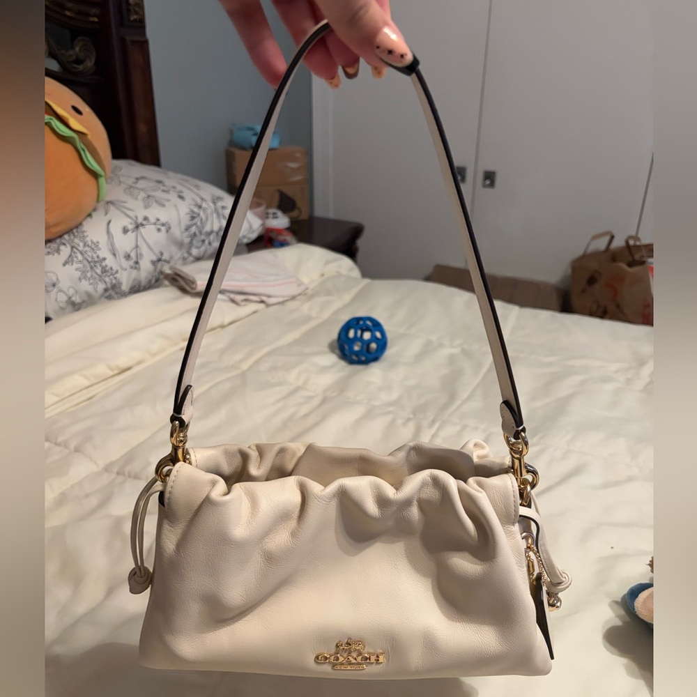 Coach Faye Shoulder Bag with Ruching in Chalk